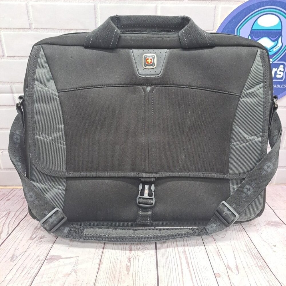 Wenger‎ Swiss Army Laptop Bag Briefcase Black Shoulder Strap Storage Pockets